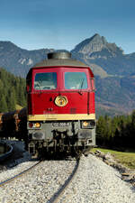 InterTourex GmbH 132 068-8 war kurzzeitig auf der Strecke geparkt und so konnten die anwesenden Fotografen Ende Oktober 2025 dieses tolle Motiv mit dem Wendelstein zwischen Neuhaus und Aurach