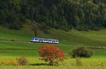 Am 17.09.2026 ist ein unbekannter LINT 54 der Bayerischen Regiobahn bei Neuhaus unterwegs nach M�nchen