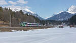 Auf dem Weg von Innsbruck nach Garmisch-Partenkirchen war ein unbekannter 4024 der ÖBB als RB 5420 am 25.03.2018.