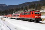 Die 111 180-6 mit der RB von Mnchen nach Innsbruck in Klais am 03.03.2013