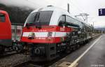 BB 1216 020 Werbelok E 190 020   175 Jahre Eisenbahn fr sterreich  , Mittenwaldbahn KBS 410 Innsbruck - Garmisch-Partenkirchen, fotografiert im Bhf.