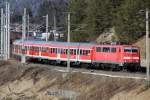Die 111 174-9 mit RB von Mnchen nach Innsbruck in Reith am 16.03.2013
