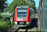 Der zwischen Hergatz und Wohmbrechts stehende 612 073-6 (Bombardier RegioSwinger) wurde aus dem verspäteten ALX84115 (alex süd) Hergatz–München Hbf Gl.27-36 aufgenommen.