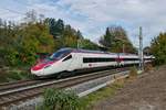 Nachschu auf RABe 503 017 bei einer Oberleitungsmessfahrt von Lindau-Reutin nach Wangen (Allgu) am 21.10.2020 bei Bodolz.