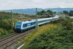 223 068  alexa  mit den Wagen des ALX 84110, Mnchen - Lindau, am 24.09.2020 in der Nhe des Lindauer Ortsteils Schnau