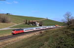 218 319-2 mit dem IC 2085  Nebelhorn  (Augsburg Hbf-Oberstdorf) bei Günzach 6.3.21