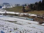 Der ALX 84144 von Mnchen nach Lindau am 03.03.2011 kurz nach der Abfahrt in Oberstaufen.