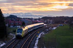 Ein wunderschöner Sonnenuntergang in den Bergen entschwindet ein Alex aus Lindau komend gen Oberstaufen ins Allgäu. 13.12.17