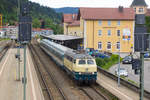 218 447-1 kurz vor der Ausfahrt aus Immenstadt. 21.5.18