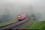 Aus dem Nebel:  612 618-8 (Bombardier RegioSwinger) unterwegs bei Unterthalhofen (Stiefenhofen).