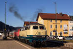 So stellt sich der Eisenbahnfotograf eine Ausfahrt von einer Lok der Baureihe 218 vor.