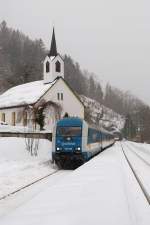 223 065 (Arriva) mit Alx 38706 in Oberstaufen (10.03.2009)