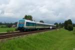 223 067 zieht am 15.08.2011 den Alex 84148 nahe dem Ort Rthenbach (Allgu) Richtung Lindau.