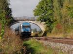 223 067 mit ALX 84147 von Lindau nach Mnchen am 11.10.2011 in der Nhe von Mellatz.