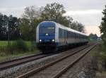 223-069 zieht am 14.09.2011 bei Meckatz die Wagen des ALX 84155 von Lindau kommend nach Mnchen.