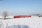 RB 57369 (Füssen-Augsburg Hbf) mit Schublok 245 006 bei Beckstetten 22.1.17