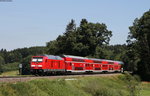 RE 57411 (Memmingen-München Hbf) mit Schublok 245 005-4 bei Laubers 8.8.16