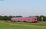 RE 57407 (Memmingen-München Hbf) mit Schublok 245 005-4 bei Sontheim(Schwab) 8.8.16