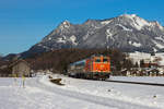 Die malerische Kulisse im Allgäu. 2143.21 zieht ihren Alex kurz vor Altstätten nach Oberstdorf. 13.12.17