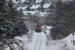 Am 13.02.13 kommt 218 461 mit ihrem RE von Ulm in wenigen Minuten an ihrem Endpunkt Kempten(Allg)Hbf an.