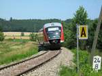 642 575 als RB 37909 zwischen Billenhausen und Krumbach. Hier im Bereich einer 20 km/h-La (Gleisverwerfung durch Hitze)