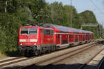 111 073-3 mit RE 57096 München - Gessertshausen am 07.07.2020 bei München-Lochhausen