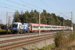 ÖBB 1116 199  60 Jahre Roco  vor dem EC 112 bei Haspelmoor, 09.10.2021