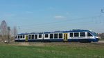 Zug der Bayerischen Regiobahn am 01.04.2016 nahe der Ortschaft Egling an der Paar, dem nördlichen Abschnitt der Ammerseebahn