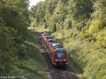 440 017 hatte am 21.5.14 Donauwörth schon fast erreicht, als er durch den Einschnitt bei Felsheim fuhr. 