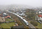 Ein ICE-T mit dem Namen  Horb am Neckar  (Tz 1181 | 411 081-3) schleicht in Schrittgeschwindigkeit durch Dollnstein Richtung Treuchtlingen.