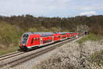 445 085 aus Ingolstadt kommend am 5. April 2024 am  Esslinger Tunnel  bei Solnhofen.