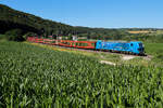 192 999 LTE attracktive foces mit leerem Autozug am 4 Juli 2026 bei Breitenfurt.