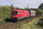 1116 003 im neuen Gewand wirbt fr die Rail Cargo Austria.