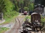 Blick am 15. Mai 2011 ber den idyllischen Bahnhof Nordhalben, dem Endpunkt der Rodachtalbahn (Kronach - Nordhalben).