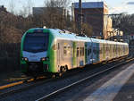 Der Triebzug 3429 010 pausiert Mitte März 2021 in Wuppertal-Unterbarmen.
