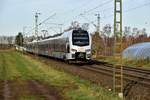 Dienstfahrt eines Abellio ET 25 2202 mit einem zweiten Triebwagen im Nacken bei Kaarst Broicherseite gen Neuss, es steht zu vermuten das er nach Düsseldorf Hbf fährt, von woaus er als RE19