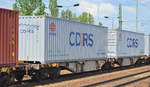 Gelenk-Containertragwagen vom Einsteller Ahaus Alstätter Eisenbahn Cargo AG (VTG) mit der Nr.
