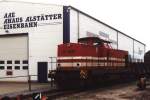 Lok II Red Bull (ex-DR 110 878-6, ex-DB 201 878-6) der Ahaus-Alsttter Eisenbahn GmbH in Alsttte am 1-4-2000. Bild und scan: Date Jan de Vries.