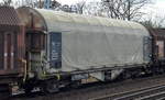 Drehgestell-Flachwagen mit Schiebeplane für Coil-Transporte vom Einsteller Ahaus Alstätter Eisenbahn AG mit der Nr.