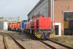 Beim Tag der offenen Tür im Bahnbetriebswerk Stendal am 21.09.2013 standen auf dem Freigelände u.a.