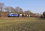 Altmark Rail 1149 war am 25.02.21 mit einem Schotterzug bei Bad Kösen zu sehen.