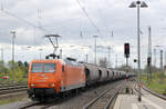 ArcelorMittal Eisenhüttenstadt Transport GmbH 145-CL 001 wurde bei ihrer Fahrt quer durch Deutschland
am 23. April 2016 in Helmstedt dokumentiert.