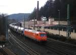 145 CL 002 von Arcelor Mittal zieht am 03.Januar 2014 einen Staubzug durch Kronach Richtung Saalfeld.