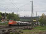 145-CL 002 von ArcelorMittal zieht am 15. April 2014 einen Staubzug durch Kronach in Richtung Lichtenfels.