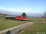 2143 006  kam am 07.01.2005  als Ersatz fr 5081.561 auf der Mittelschwabenbahn zum Einsatz. Hier am Behlinger Berg..