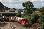 Anlässlich des  Bahnfest im Brohltal  war auch BSM 80  Max  nebst Salon- und Güterwagen zu Gast.
