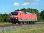 120 205 der Bahnlogistik24 rollte am 06.09.20 Lz durch Braschwitz Richtung Halle(S).
