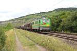 142 130-4 der BYB mit dem Henkelzug von Langelfeld (Rheinl.) nach Gunzenhausen fotografiert bei Thüngersheim am 21.06.2018