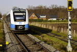 Reaktivierter Personenverkehr bei der Bentheimer Eisenbahn. 1648 111 in Neuenhaus Süd, 10.12.19.