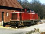 V100 D21 (ex-DB 211 125-0) der Bentheimer Eisenbahn AG auf Bahnhof Bentheim-Nord am 24-2-2003.